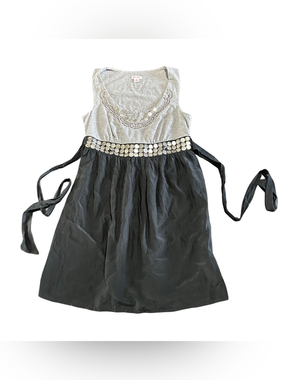 Xhiliration Sleeveless Mini Dress Womens Small Silk Jewel Studded Tie Waist